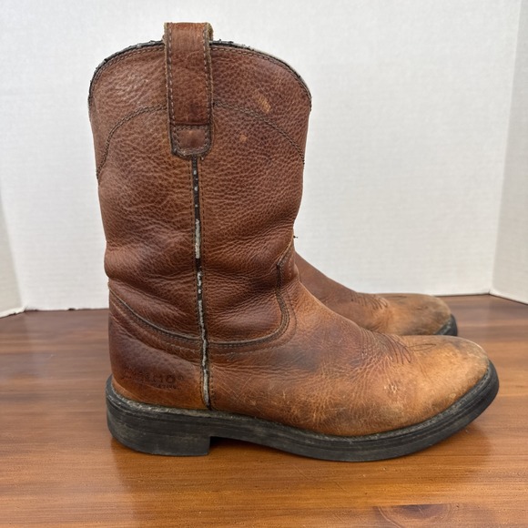 Men's Rhino Western Work Cowboy Pull On Brown Leather Boots Size 10.5 M - Picture 9 of 12